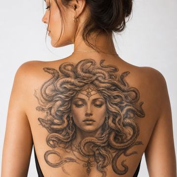 Jemná skica Medusy pro elegantní a symbolické tetování