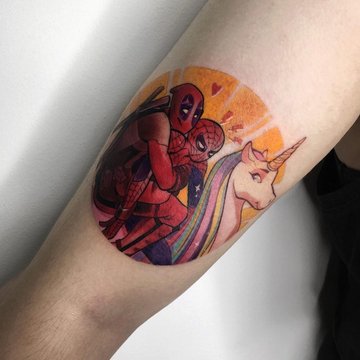 Deadpool-And-Spiderman-Unicorn-Tattoo-1024x1024