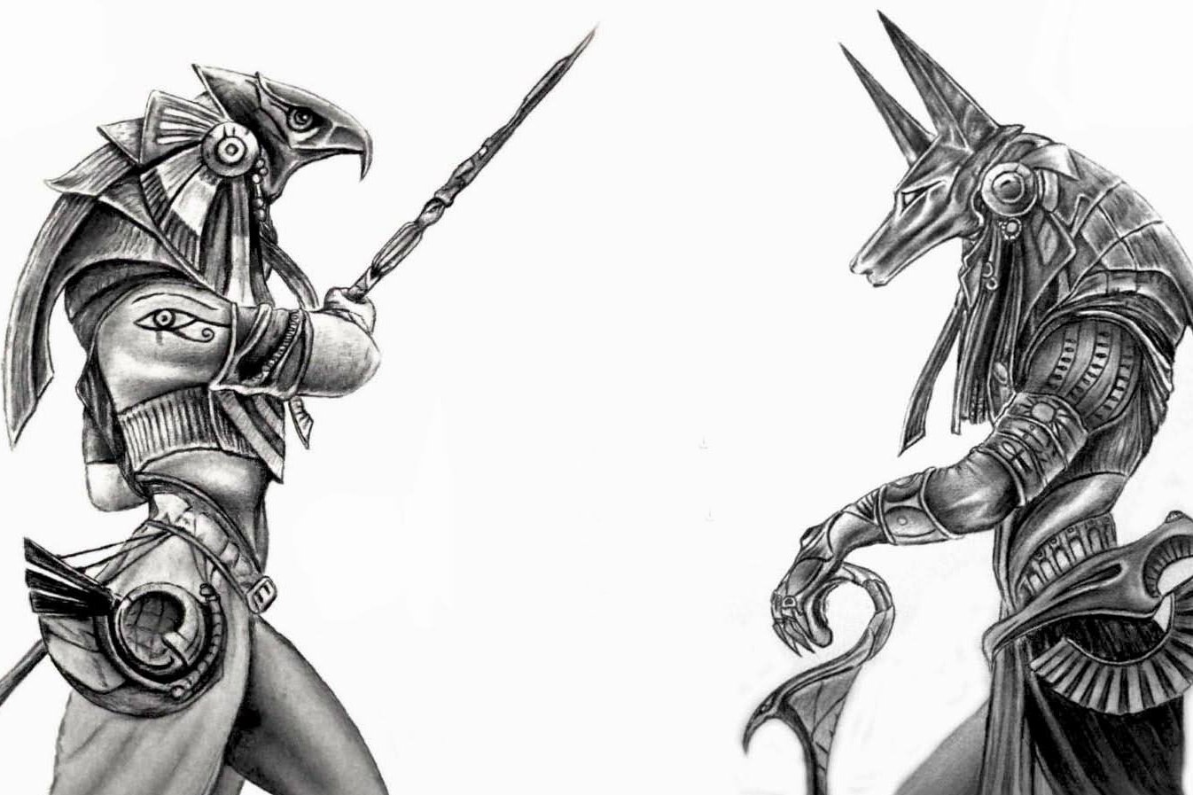 Egyptian-God-Horus-And-Anubis-Tattoo-Designs