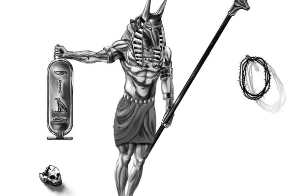 Nice-Grey-Ink-Egyptian-Anubis-Tattoo-Design