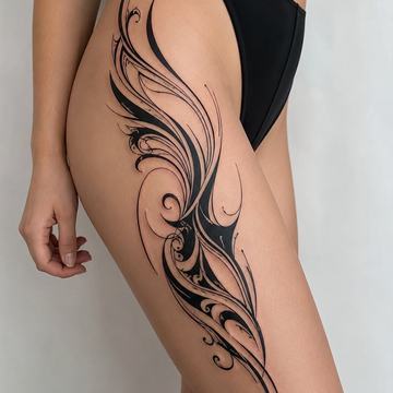 Moderní tribal kompozice s ostrými liniemi a minimalistickým dojmem