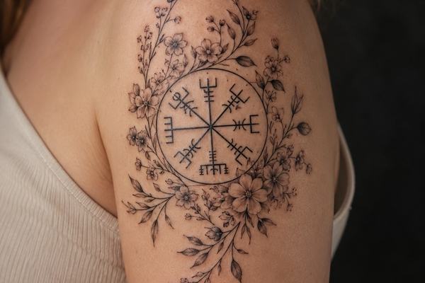 Vikingské tetování v blackwork stylu