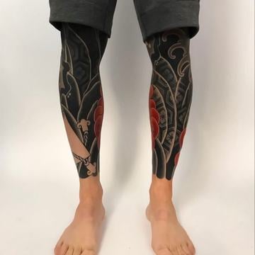 Ukázka tetování přes celou nohu (leg sleeve)